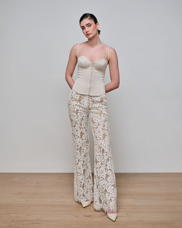 Zoe Ivory Lace Wide Leg Trouser