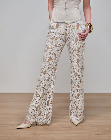 Zoe Ivory Lace Wide Leg Trouser