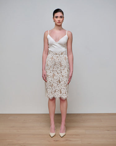 Margo Ivory Lace Pencil Skirt