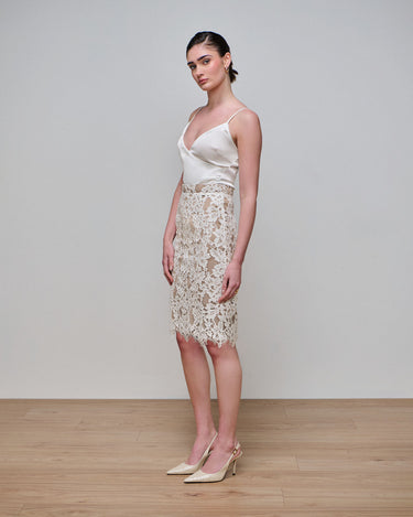 Margo Ivory Lace Pencil Skirt