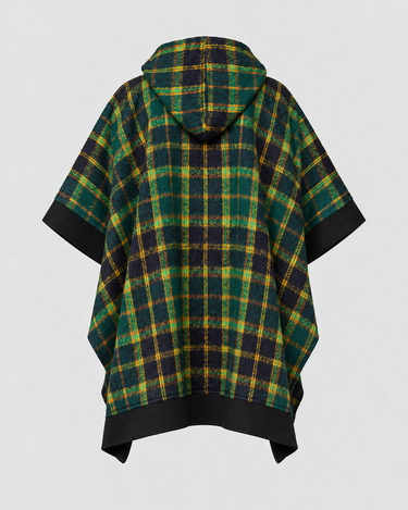 Dakota Green Check Cape Coat