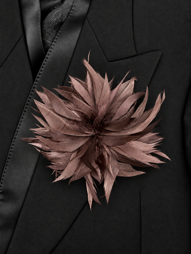 Chocolate Feather Flower Pin