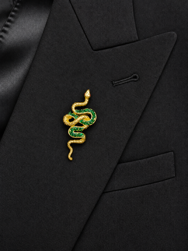 Emerald Crystal Serpent Brooch