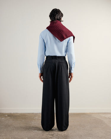 Heath Black Wool Flannel Wide Leg Pant