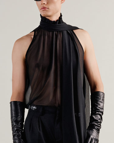 Helios Black Chiffon Halterneck Top
