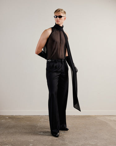 Helios Black Chiffon Halterneck Top