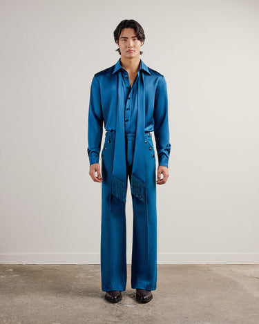 Ricardo Teal Satin Shirt & Scarf