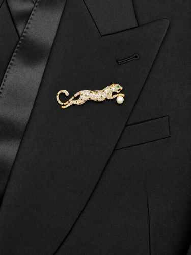 Gold & Crystal Cheetah Brooch
