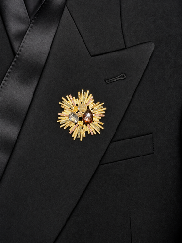 Gold Crystal Burst Brooch