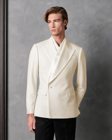 HAYDEN IVORY/BLACK WOOL SUIT- Designer Made to Measure