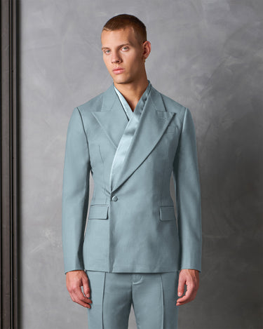 HAYDEN  POWDER BLUE WOOL COCKTAIL SUIT- made to order