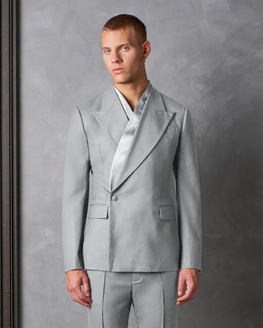HAYDEN SILVER WOOL COCKTAIL SUIT- made to order