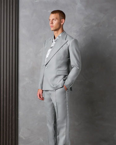 HAYDEN SILVER WOOL COCKTAIL SUIT- made to order