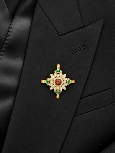 Baroque Crystal Cross Brooch