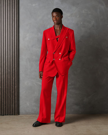 Logan Red Wool Suit-Runway Style / Made to Order