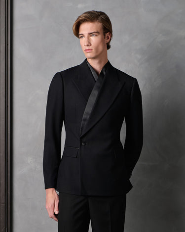 HAYDEN BLACK WOOL COCKTAIL SUIT- made to order