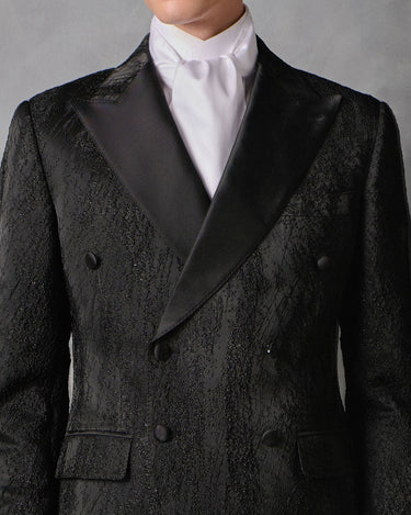 HARRISON BLACK BROCADE/WOOL TUXEDO SUIT - MADE TO ORDER