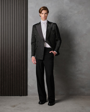 HARRISON BLACK BROCADE/WOOL TUXEDO SUIT - MADE TO ORDER
