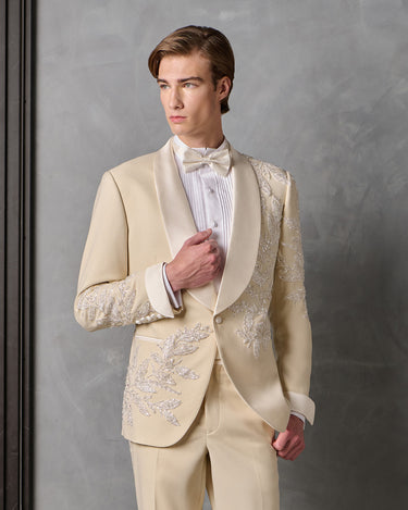 JASPER IVORY WOOL BEADED COUTURE SUIT - MADE TO ORDER