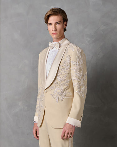 JASPER IVORY WOOL BEADED COUTURE SUIT - MADE TO ORDER