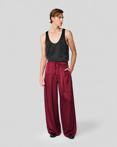 Egon Wine Satin Wide Leg Pant