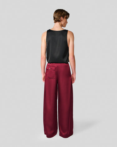 Egon Wine Satin Wide Leg Pant