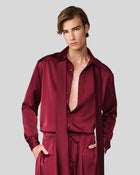 Ricardo Wine Satin Shirt/Scarf