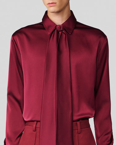 Ricardo Wine Satin Shirt/Scarf