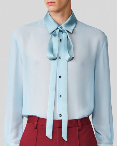 Ignacio Powder Blue Chiffon Shirt/Tie