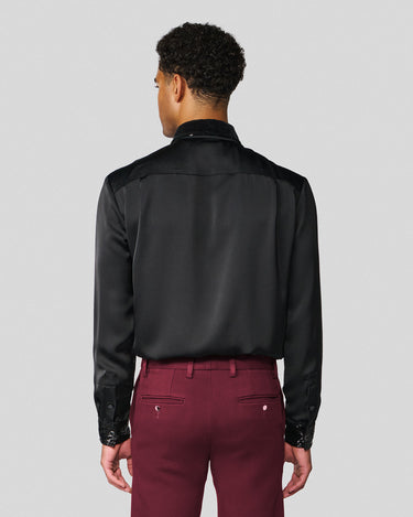 Ricardo Black Satin & Sequin Shirt