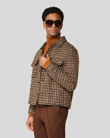 Emilio Chocolate Wool Tweed Crop Jacket