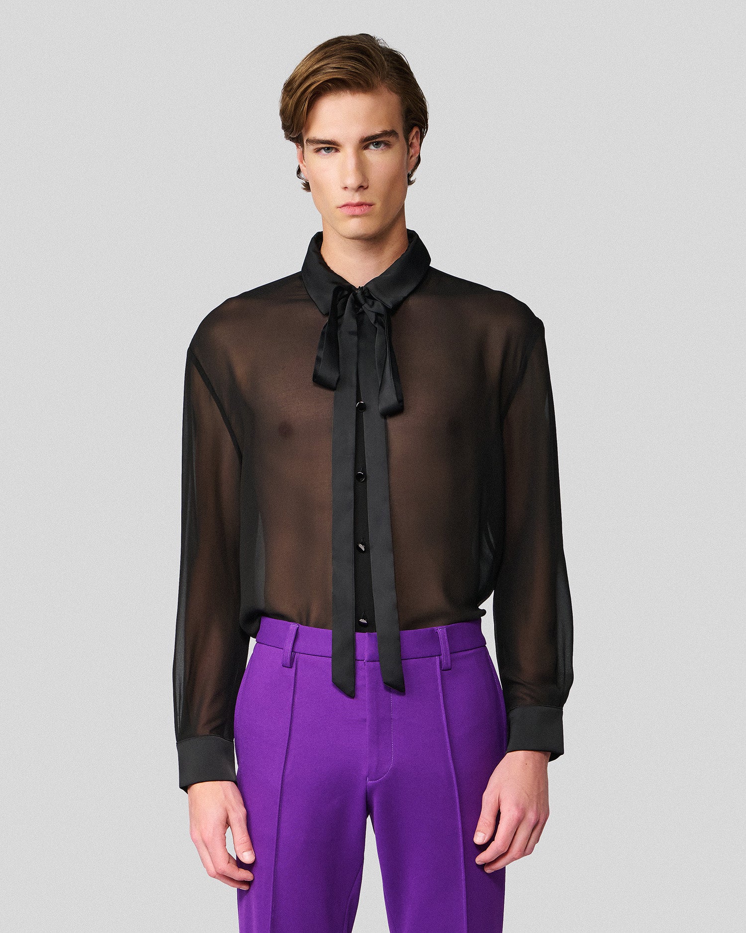 Ignacio Black Chiffon Shirt/Tie