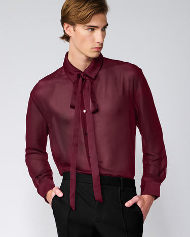 Ignacio Wine Chiffon Shirt/Tie