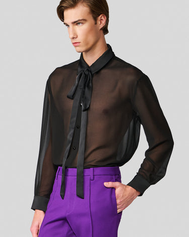 Ignacio Black Chiffon Shirt/Tie