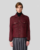 Emilio Wine Wool Tweed Crop Jacket