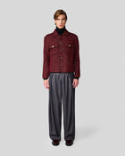 Emilio Wine Wool Tweed Crop Jacket