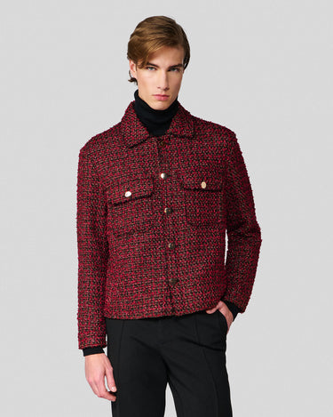 Emilio Wine Wool Tweed Crop Jacket