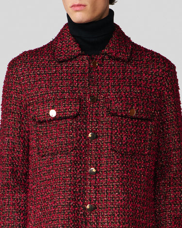 Emilio Wine Wool Tweed Crop Jacket
