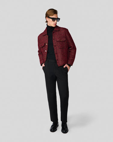 Emilio Wine Wool Tweed Crop Jacket