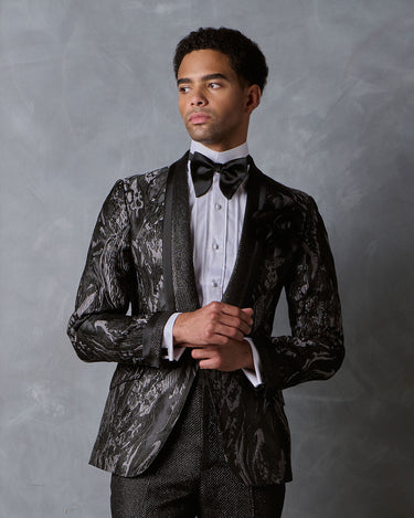 KARSON GUNMETAL BROCADE DINNER SUIT - MADE TO ORDER