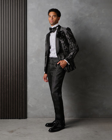 KARSON GUNMETAL BROCADE DINNER SUIT - MADE TO ORDER