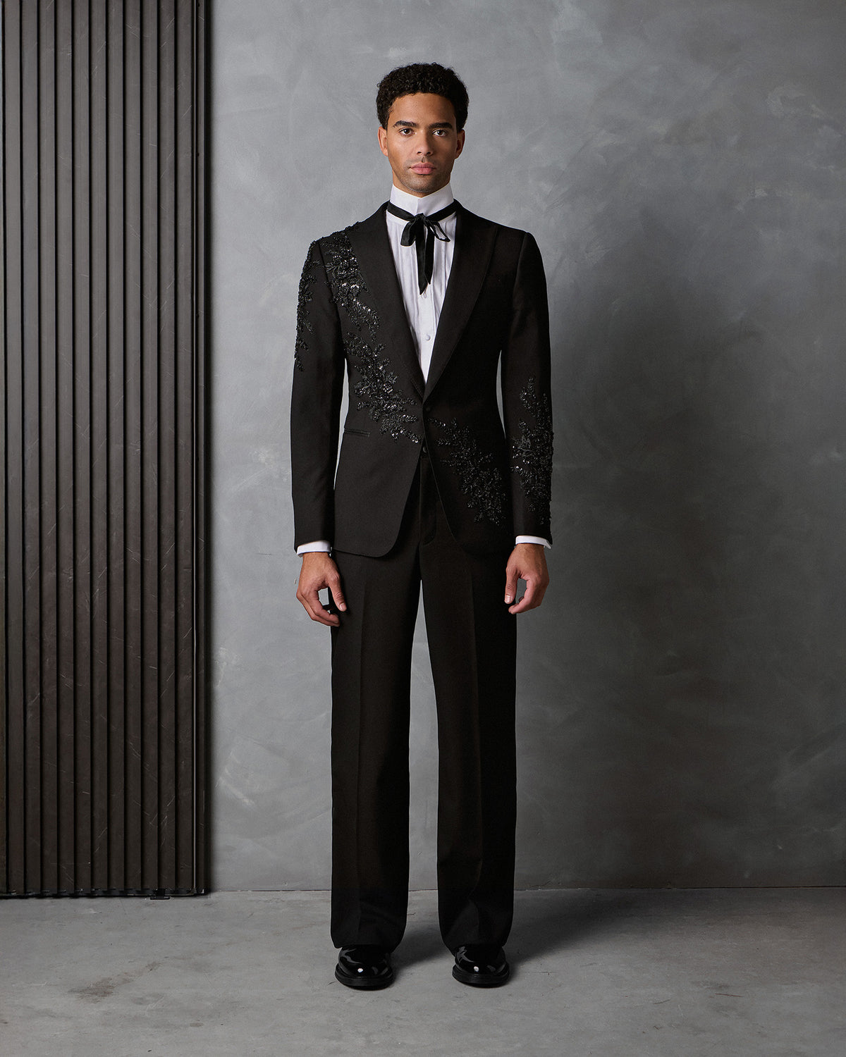 MORGAN BLACK BEADED WOOL COUTURE SUIT - MADE TO ORDER – MAYER