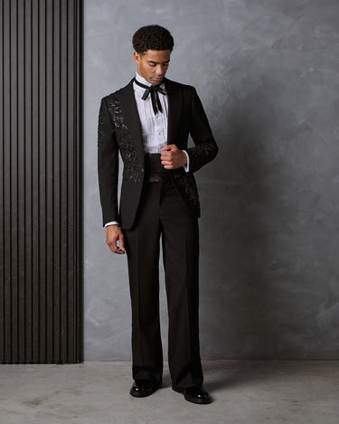 MORGAN BLACK BEADED WOOL COUTURE SUIT - MADE TO ORDER