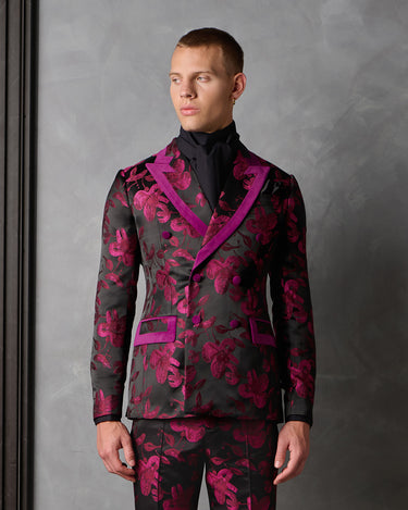 GIOVANNI MAGENTA FLORAL JACQUARD COCKTAIL SUIT - MADE TO ORDER