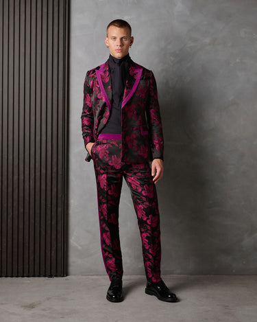 GIOVANNI MAGENTA FLORAL JACQUARD COCKTAIL SUIT - MADE TO ORDER