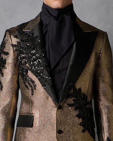 ZANE GOLD BEADED BROCADE COUTURE SUIT - MADE TO ORDER