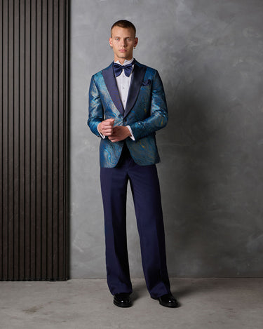 JAMIESON INDIGO JACQUARD/WOOL TUXEDO SUIT - MADE TO ORDER