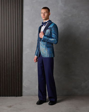 JAMIESON INDIGO JACQUARD/WOOL TUXEDO SUIT - MADE TO ORDER
