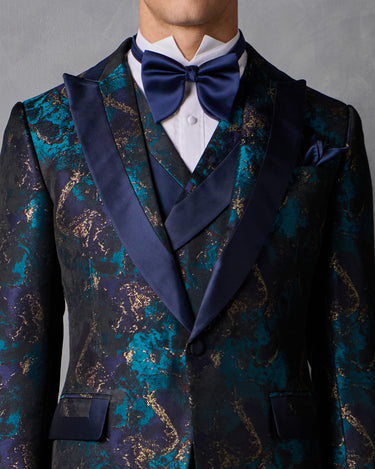 KOLTER TEAL JACQUARD/WOOL TUXEDO SUIT - MADE TO ORDER