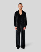 Vanguard Black Crystal Stud Velvet Scarf Neck Shirt